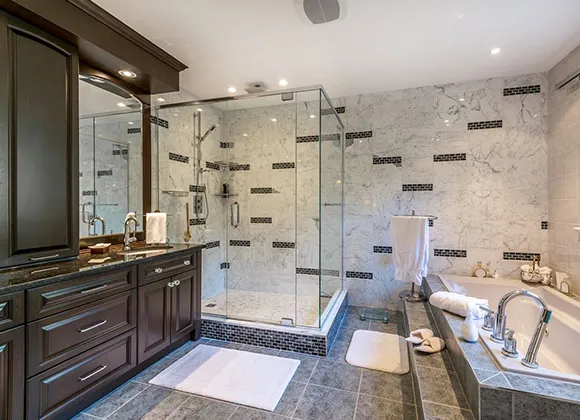 Custom tile work and flooring service featuring intricate designs, durable materials, and a flawless professional finish.